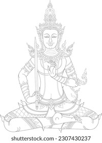 Traditional thai art thai angle. god vector design symbol cha actor element and decoration illustion