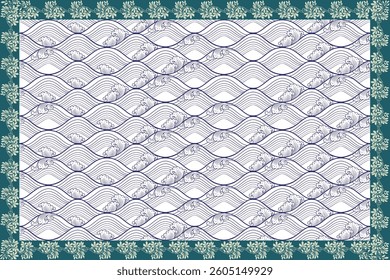 Traditional Thai art damask pattern motifs suitable for carpet, clothing, curtain, blanket textiles, tiles and fabric design isolated illustration vector archive EPS file.