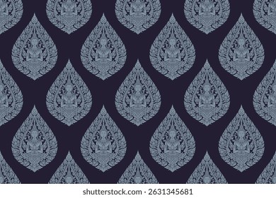 Patrón sin fisuras tradicional del arte tailandés en motivos del estilo del damasco convenientes para el Fondo de pantalla, la cortina, la ropa, la materia textil, el azulejo, la manta y el diseño aislado de la tela ilustración Vector Archivar archivo EPS.
