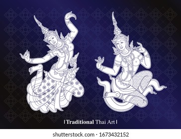 Traditionelle thailändische Kunst, Vektorillustration 