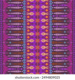 Traditional Thai cloth pattern clothing Thai ethnic sarong Cross-stitch pattern in Pixel Seamless Vector format using geometric shapes arranged into various shapes such as flowers, stars, 