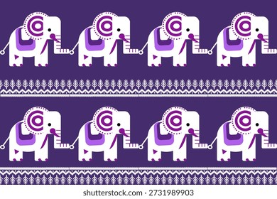 Tradicional Thai Elefante sem costura Padrão roxo Fundo roxo azulado