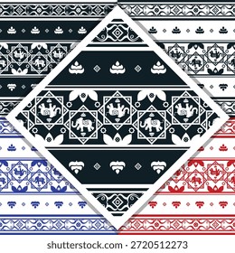Tradicional tailandés elefante textil patrón conjunto