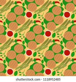 Traditional thai food asian cuisine thailand seafood prawn seamless pattern background cooking delicious vector illustration.