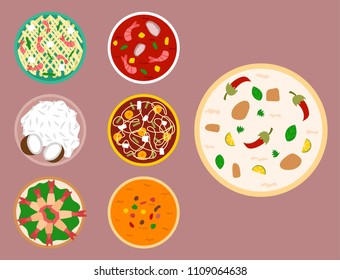 Traditional thai food asian plate cuisine thailand seafood prawn cooking delicious vector illustration.