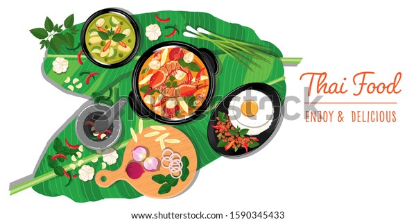 traditional thai food, thai cuisine\
vector, asian street food background, asian food\
restaurant