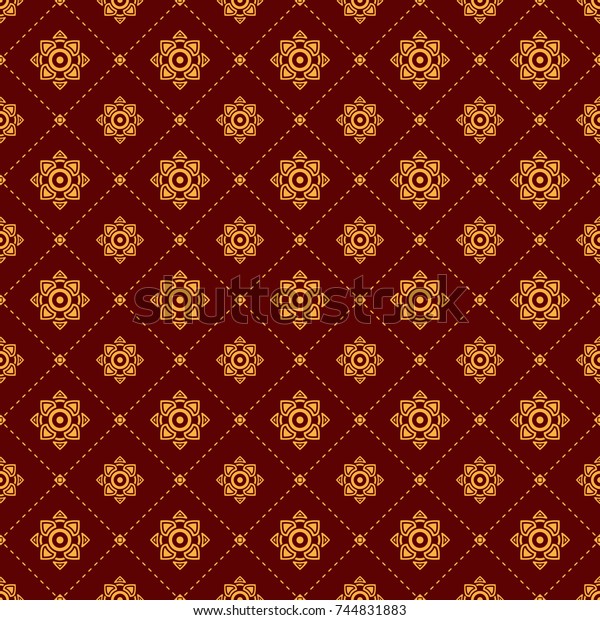 Traditional Thai Gold Patterns On Red のベクター画像素材 ロイヤリティフリー