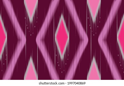 Traditional Thai Laos Cambodian Indian patterns with a look of ikat silk fabric come with seamless in shades of purple (violet) and pink with design of diamond shapes and zigzag best for Asian style