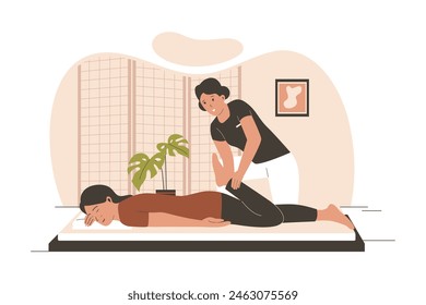 Traditional thai massage therapist vector concept, alternative medicine concept. Flat illustration concept