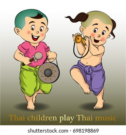 Traditional Thai Musical Instruments character illustration set-C