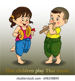 Traditional Thai Musical Instruments character illustration set-B