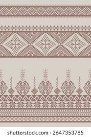 Traditional Thai pixel pattern in earthy brown tones. Perfect for ethnic textile designs, fabric prints, cultural crafts, and digital folk art projects.