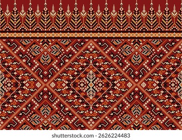 Patrón tradicional tailandés Praewa – Diseño textil tribal sin fisuras