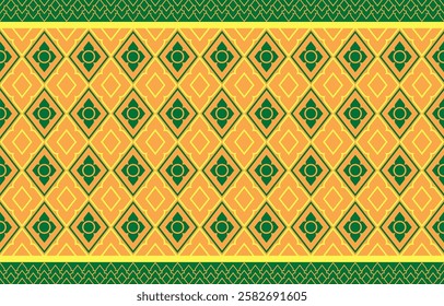 Traditional Thai "Prajamyam" pattern in elegant gold and green. A classic and intricate design, perfect for backgrounds, graphic design