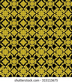 traditional Thai seamless pattern in black and gold color