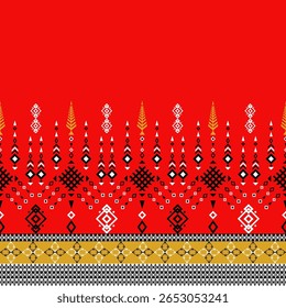 tecido tradicional estilo tailandês, padrão geométrico sem costura, abstrato, americano, arte, artístico, azteca, fundo, cobertor, borda, tapete, roupas, colorido, cultura, almofada, decoração, decorativo