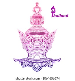 Traditional Thai symbol, statue of spirit, guard. Stock vector illustration.