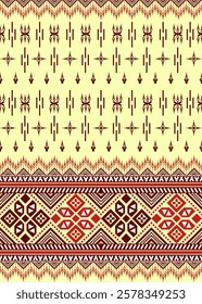 Traditional Thai Textile Pattern with Ornamental Geometric Design
