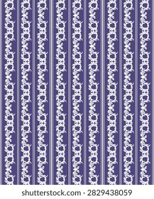 Traditional Thai textile-inspired seamless pattern featuring repeating geometric diamond, floral, and ornamental motifs arranged in vertical bands. The intricate symmetrical design reflects woven craftsmanship and cultural heritage, suitable for fabric, wallpaper, fashion, packaging, and decorative surface applications.