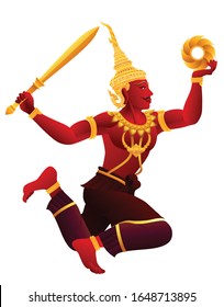 Traditional Thailand Angel male. Graphic vector