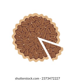 Traditional Thanksgiving pecan pie hand drawn illustration