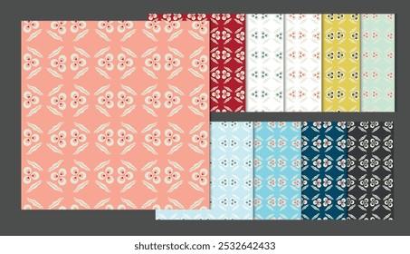 Traditional three balls and china clouds set.10 geometric seamless paper.