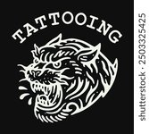 Traditional tiger tattoo, available for personal and commercial users.