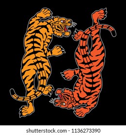 traditional tiger tattoo design, vector EPS 10