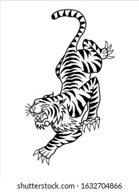 Tiger Tattoo Black White Vector Illustration Stock Vector (Royalty Free ...