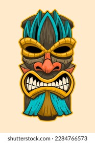 Traditional Tiki Mask of Pacific God