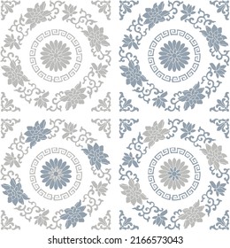 Traditional tile pattern vector, Abstract background. Vector hand drawn illustration, typical tiles, Ceramic tiles ornate geometric decorative tiles.Mosaic texture for kitchen wall or bathroom floor.