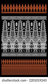 batik Toraja tradicional con fondo de tela oscura