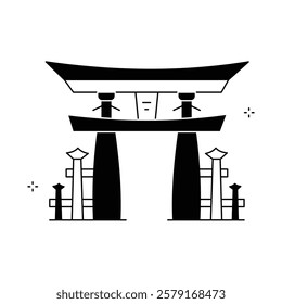 Traditional Tori Gate Vector Icon Design