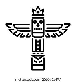 Traditional totem pole icon in linear style 