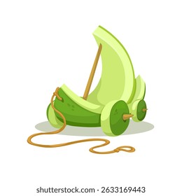 Carro de brinquedo tradicional feito de casca de toranja Desenho Animado Vetor