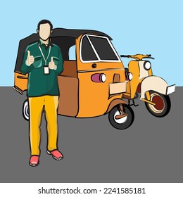 Traditional Transportation of Indonesia and man Vector Illustration