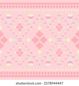 Traditional Tribal Argyle Knit Homespun Detailed Exquisitely Silk Weaves Pattern on Sweet Pink Shades. Chevron Ethnic Delicate Geometric Cute Floral Pastel Decoration for Elaborate Chic Fabrics Scarf.
