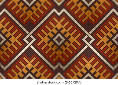 Traditional Tribal Aztec seamless pattern on the wool knitted texture