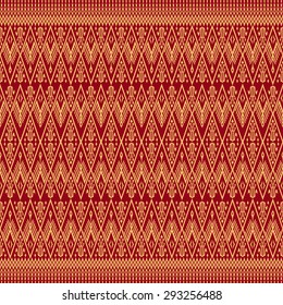 traditional Tribal ethnic vector  seamless pattern in red background