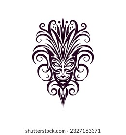 traditional tribal tattoo face motif, traditional ethnic tattoo vector