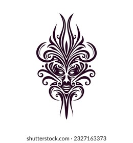 traditional tribal tattoo face motif, traditional ethnic tattoo vector