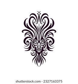 traditional tribal tattoo face motif, traditional ethnic tattoo vector