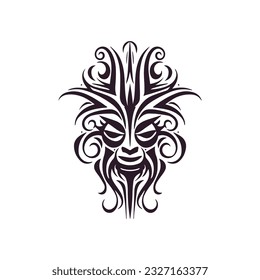 traditional tribal tattoo face motif, traditional ethnic tattoo vector