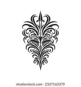 traditional tribal tattoo face motif, traditional ethnic tattoo vector