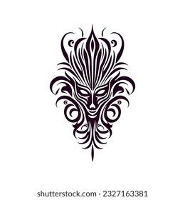 traditional tribal tattoo face motif, traditional ethnic tattoo vector