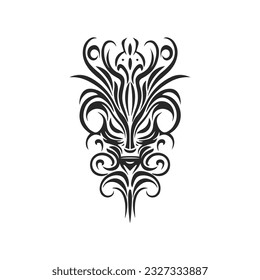 traditional tribal tattoo face motif, traditional ethnic tattoo vector