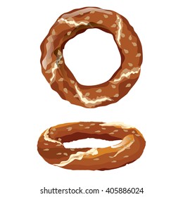 Traditional Turkish Bagel isolated. Vector illustration.