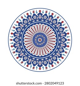 Traditional Turkish ceramic tile pattern. Inspired by Ottoman , ornamental Islamic motif for decorative design, wallpaper, textile and cultural projects.