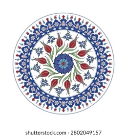 Traditional Turkish ceramic tile pattern. Inspired by Ottoman , ornamental Islamic motif for decorative design, wallpaper, textile and cultural projects.
