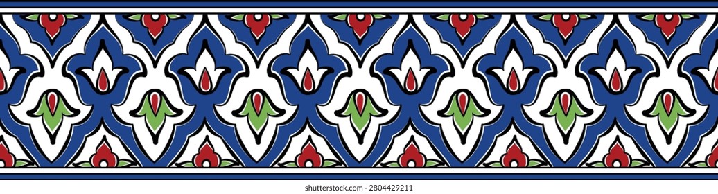 Traditional Turkish ceramic tile pattern. Inspired by Ottoman , ornamental Islamic motif for decorative design, wallpaper, textile and cultural projects.